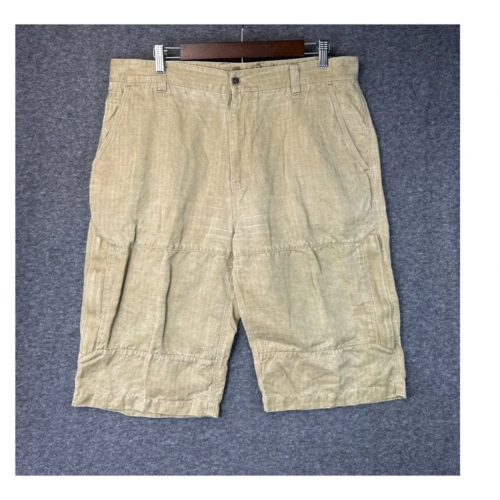 Tommy Bahama Mens 36 Linen‎ Silk Bermuda Shorts Tan Relaxed Summer Beach Bar EUC